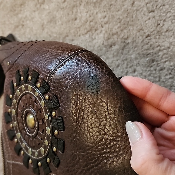 Brown Coach Shoulder Bag with Studded Detailing - Picture 10 of 10